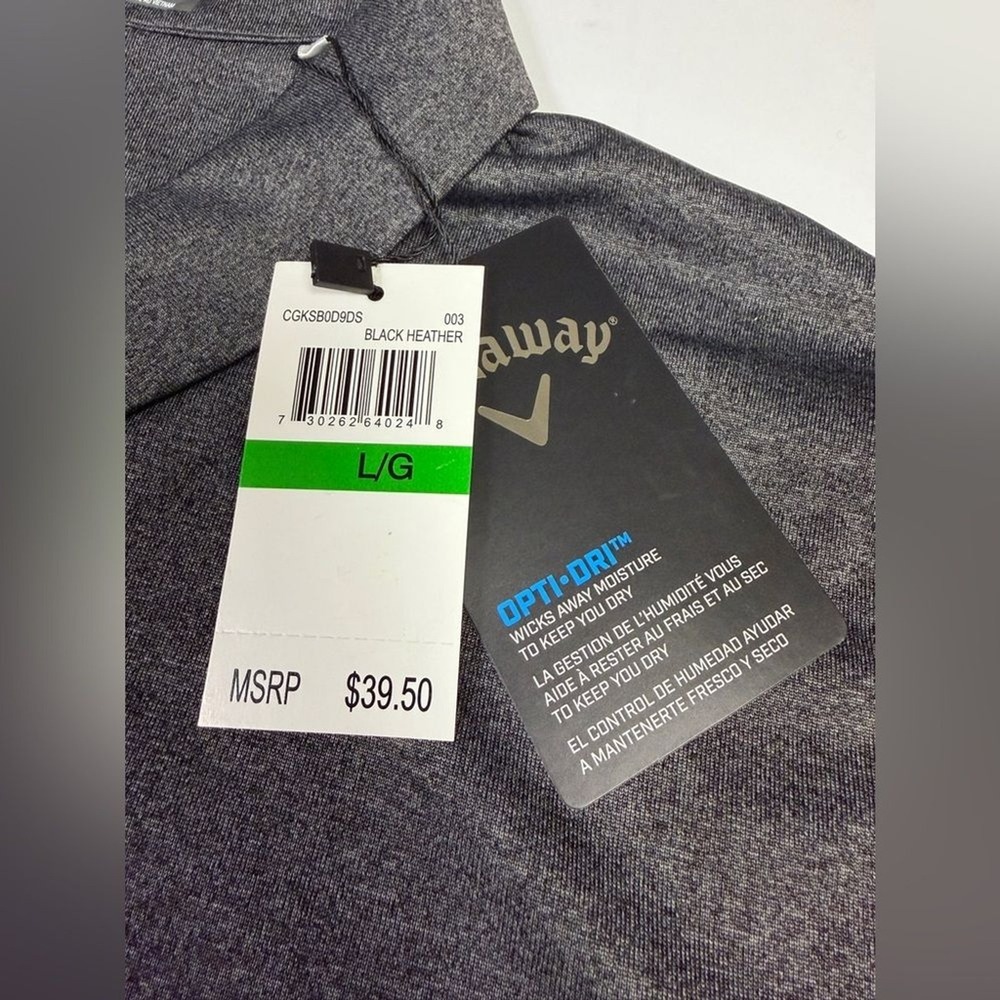 NWT Callaway Women Large Gray Black Heather Zip Collar Golf Polo Activewear - Picture 2 of 8